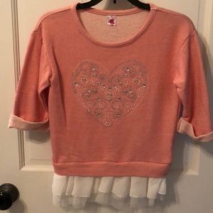 Girls size M peach ruffle shirt